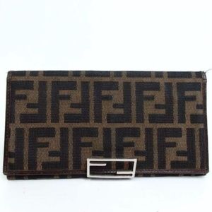 Fendi FF Logo Monogram Long Flap Wallet Clutch+BOX